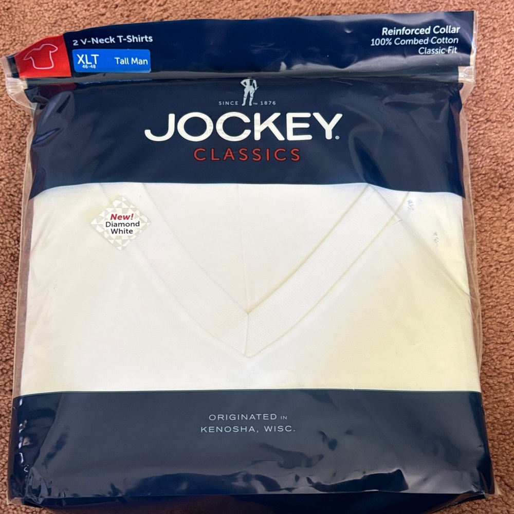 Jockey Classics White V-Neck T-Shirts XLT